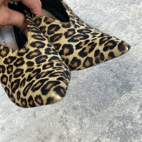 Tamara Mellon League Leopard Animal Print Pointed Toe Booties Heels Sz 37 - Picture 8 of 14